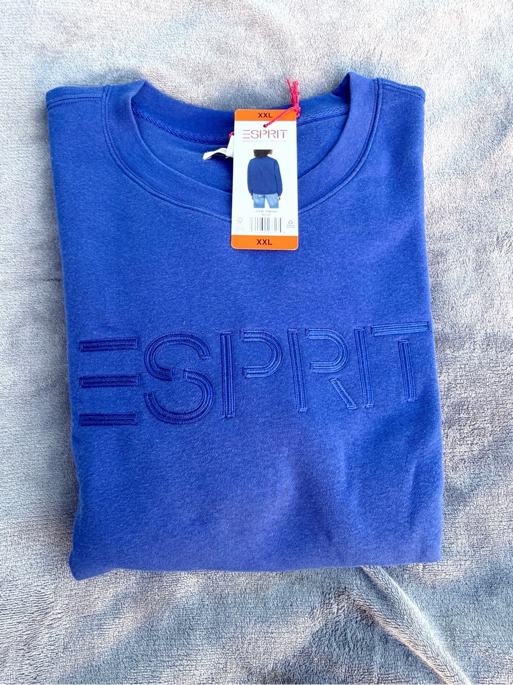 Esprit 80s Crewneck Sweatshirt XXL White Blue Retro Logo Y2K vintage style Y2K - Picture 3 of 5